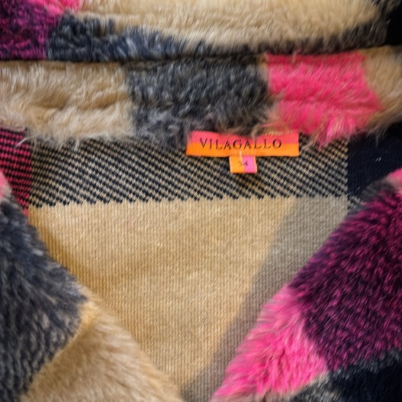 Anthropology Villagalo fake fur plaid coat - Picture 5 of 9